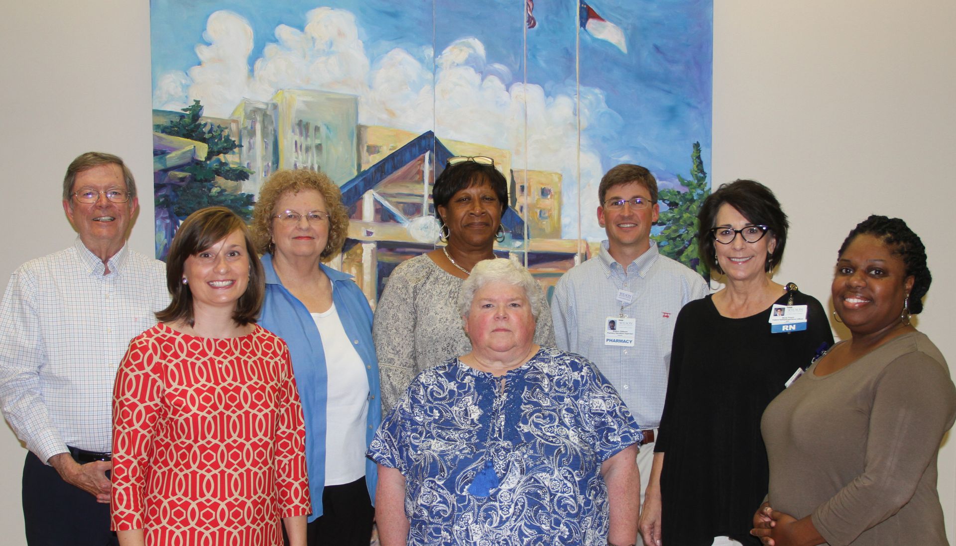 Pictured from left are Patrick Burch, Dana Etheridge, Paula Wright, Cynthia Powell,  Evelyn Baskervill, Walton Gibbons, Nora Finch and Danielle Vick;